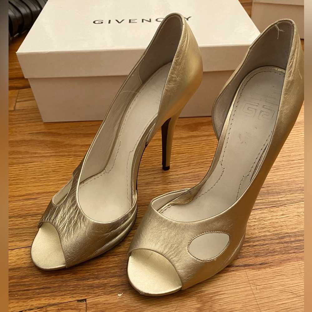 Givenchy Open Toe Gold Heels
